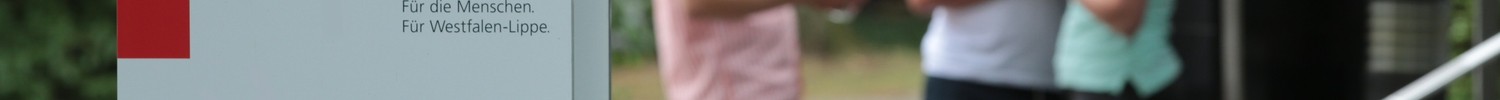 Drei Personen unterhalten sich vor einem Eingang mit der Beschriftung "LWL-Akademie für Forensische Psychiatrie" (Bild: LWL/Wieland)